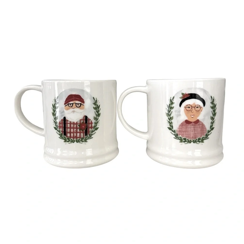Target Mr and Mrs Lumberjack Claus Porcelain Coffee Tea Christmas Mugs Set of 2